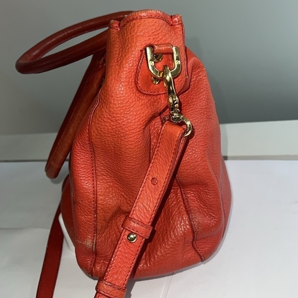 Tory Burch Amanda Orange Salmon Leather Satchel Shoulder Crossbody Bag - Picture 8 of 16